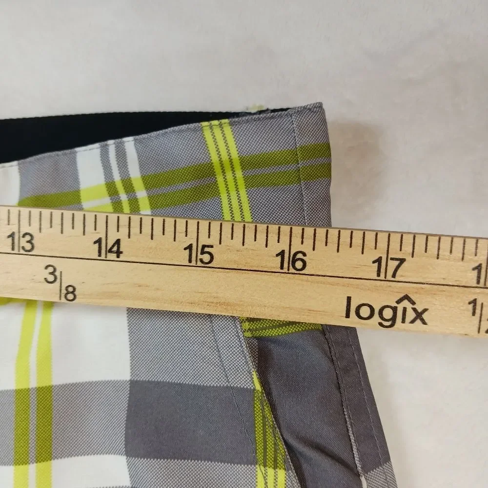 Opflex 4- Way Stretch Men's 32 Golf/Athletic Shorts. Green/ Gray Plaid. - Picture 7 of 11